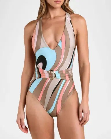L'Agence Lisa Abstract Swirl One-Piece Swimsuit | Thumbnail 3