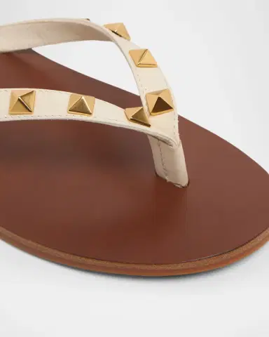 Valentino Garavani Rockstud Leather Flat Thong Sandals | Thumbnail 2 Valentino Garavani Rockstud Leather Flat Thong Sandals | Thumbnail 2