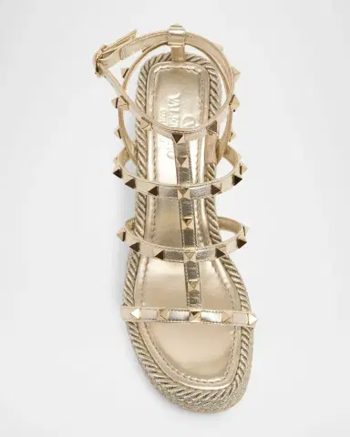 Valentino Garavani 95mm Rockstud Leather Espadrille Wedge Sandals | Thumbnail 5 Valentino Garavani 95mm Rockstud Leather Espadrille Wedge Sandals | Thumbnail 5