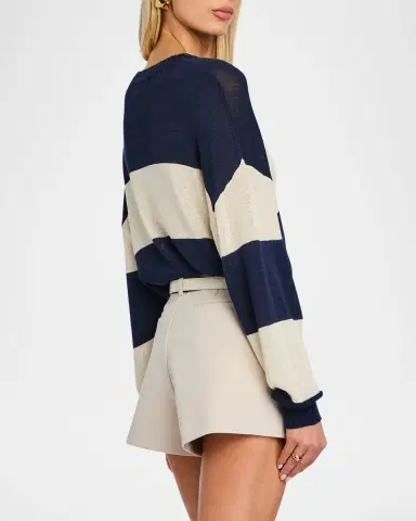 SEROYA Cassian Striped Linen-Blend Sweater | Thumbnail 2 SEROYA Cassian Striped Linen-Blend Sweater | Thumbnail 2