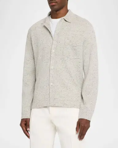 OFFICINE GÉNÉRALE Men 's Wool/Cashmere Melange Knit Long-Sleeve Shirt | Thumbnail 3