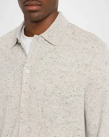 OFFICINE GÉNÉRALE Men 's Wool/Cashmere Melange Knit Long-Sleeve Shirt | Thumbnail 4