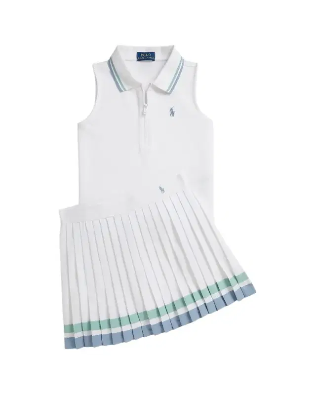 Girl's Stretch-Cotton Sleeveless Polo Shirt, Size -XL