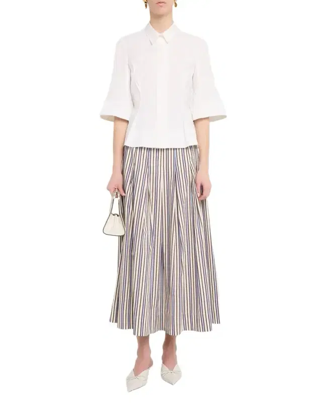 Lela Rose Striped Cotton Full Skirt