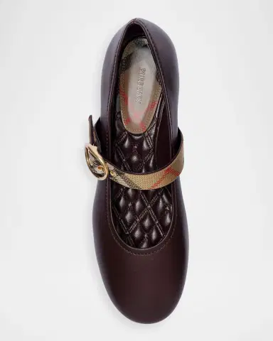 Burberry Robin Leather Check Mary Jane Ballerina Flats | Thumbnail 3 Burberry Robin Leather Check Mary Jane Ballerina Flats | Thumbnail 3