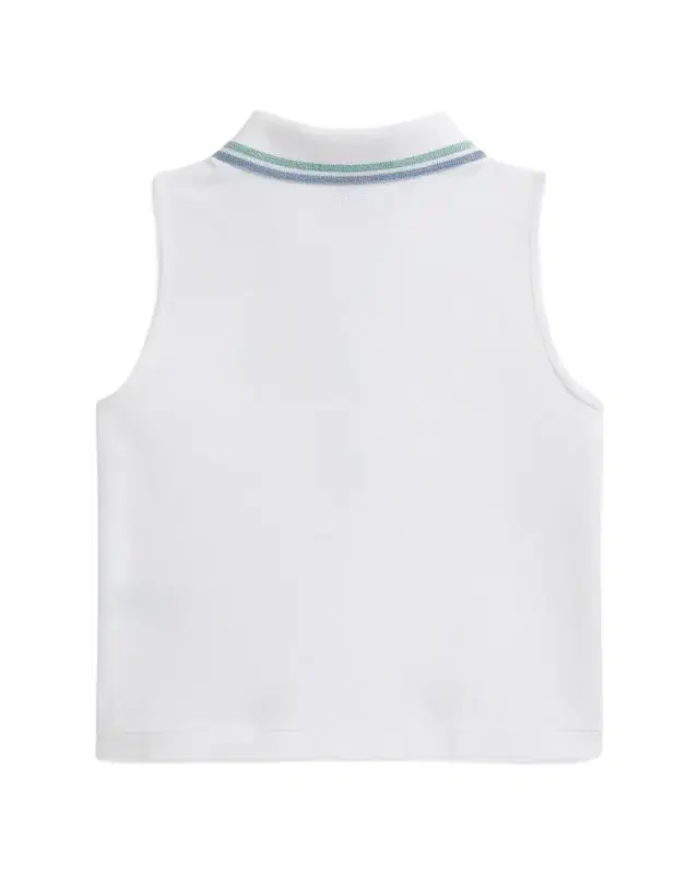 Girl's Stretch-Cotton Sleeveless Polo, Size 2