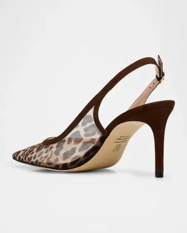 Stuart Weitzman 75mm Power Animal-Print Mesh Slingback Pumps | Thumbnail 4