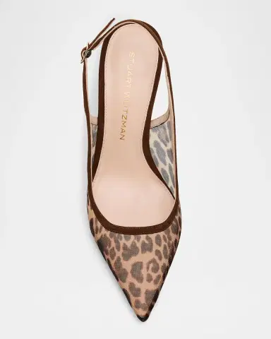 Stuart Weitzman 75mm Power Animal-Print Mesh Slingback Pumps | Thumbnail 6