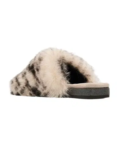 Brunello Cucinelli Shearling Open-Toe Slippers | Thumbnail 1 Brunello Cucinelli Shearling Open-Toe Slippers | Thumbnail 1