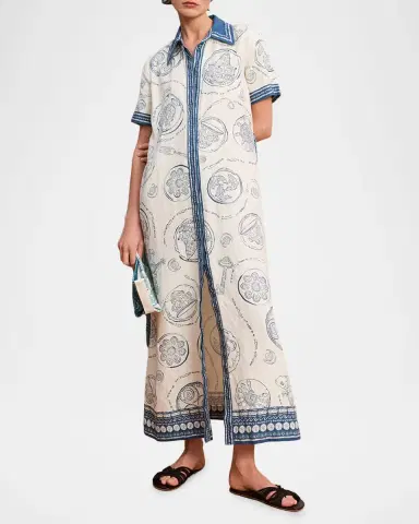 ALÉMAIS Lucky Printed Linen Maxi Shirtdress | Thumbnail 3 ALÉMAIS Lucky Printed Linen Maxi Shirtdress | Thumbnail 3