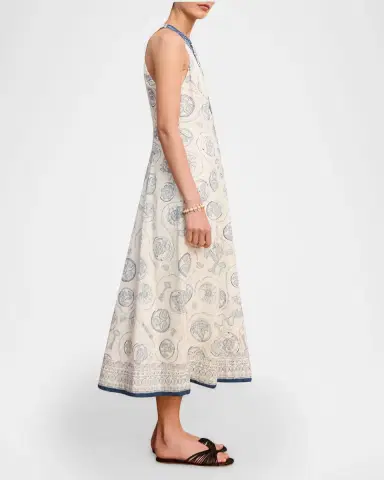 ALÉMAIS Lucky Lace-Up Linen Midi Dress | Thumbnail 3 ALÉMAIS Lucky Lace-Up Linen Midi Dress | Thumbnail 3