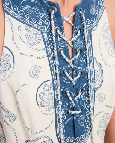 ALÉMAIS Lucky Lace-Up Linen Midi Dress | Thumbnail 4 ALÉMAIS Lucky Lace-Up Linen Midi Dress | Thumbnail 4