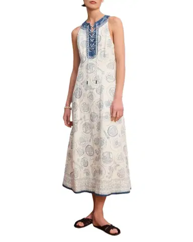 ALÉMAIS Lucky Lace-Up Linen Midi Dress | Thumbnail 1 ALÉMAIS Lucky Lace-Up Linen Midi Dress | Thumbnail 1