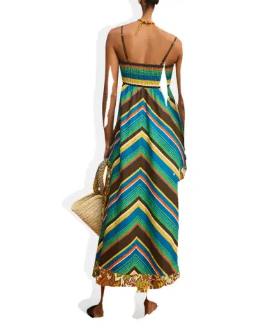 ALÉMAIS Charlie Chevron-Print Linen Midi Dress | Thumbnail 2 ALÉMAIS Charlie Chevron-Print Linen Midi Dress | Thumbnail 2