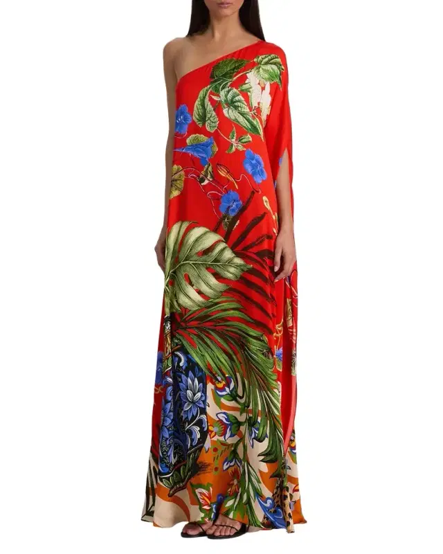 Linn Printed One-Shoulder Maxi Dress