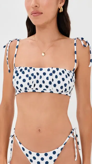 Peixoto Silas Bikini Top Navy Polka Dots | Thumbnail 2
