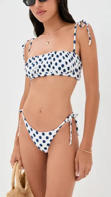 Peixoto Silas Bikini Top Navy Polka Dots | Thumbnail 5