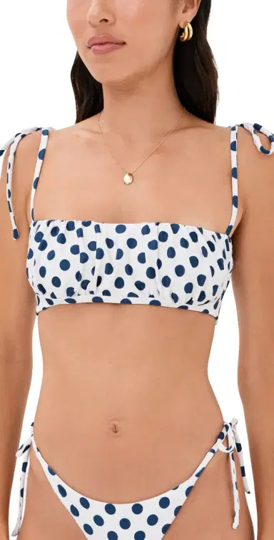 Peixoto Silas Bikini Top Navy Polka Dots | Thumbnail 1