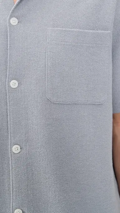 FRAME Textured Button Down Shirt Blue Grey | Thumbnail 6