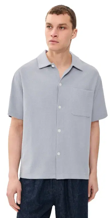 FRAME Textured Button Down Shirt Blue Grey | Thumbnail 1