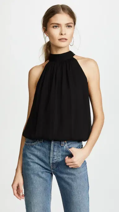 Alice + Olivia Maris Gathered Halter Top Black L | Thumbnail 2 Alice + Olivia Maris Gathered Halter Top Black L | Thumbnail 2