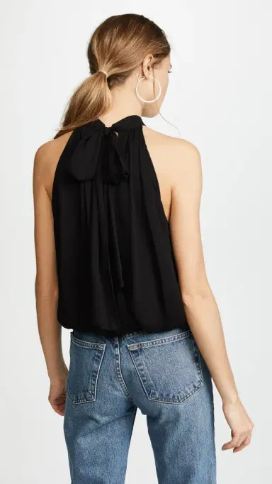 Alice + Olivia Maris Gathered Halter Top Black L | Thumbnail 3 Alice + Olivia Maris Gathered Halter Top Black L | Thumbnail 3