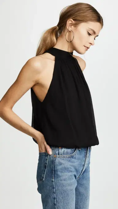 Alice + Olivia Maris Gathered Halter Top Black L | Thumbnail 4 Alice + Olivia Maris Gathered Halter Top Black L | Thumbnail 4