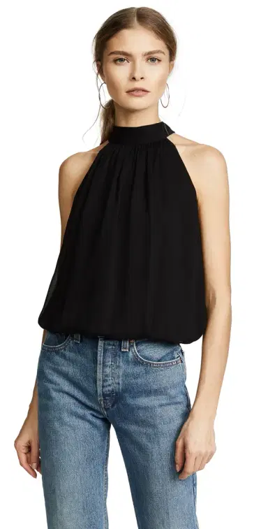 Alice + Olivia Maris Gathered Halter Top Black L | Thumbnail 1 Alice + Olivia Maris Gathered Halter Top Black L | Thumbnail 1
