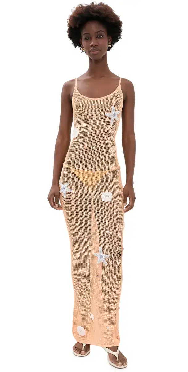 and hell Maxi Coverup Dress Peach
