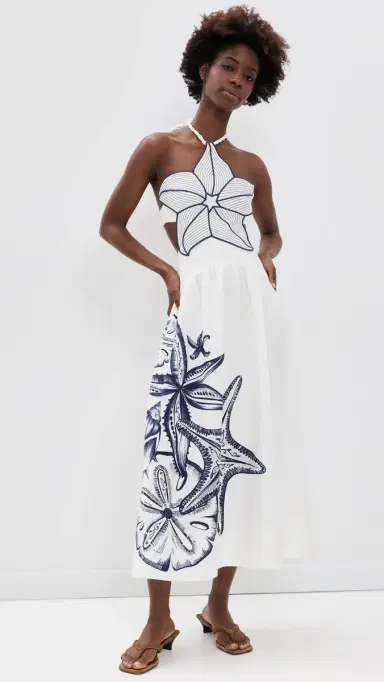 Farm Rio Coast Stars Maxi Dress Coast Stars Off-White | Thumbnail 2