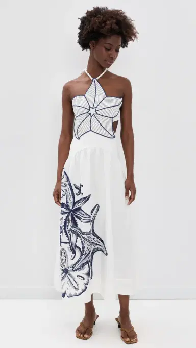 Farm Rio Coast Stars Maxi Dress Coast Stars Off-White | Thumbnail 5