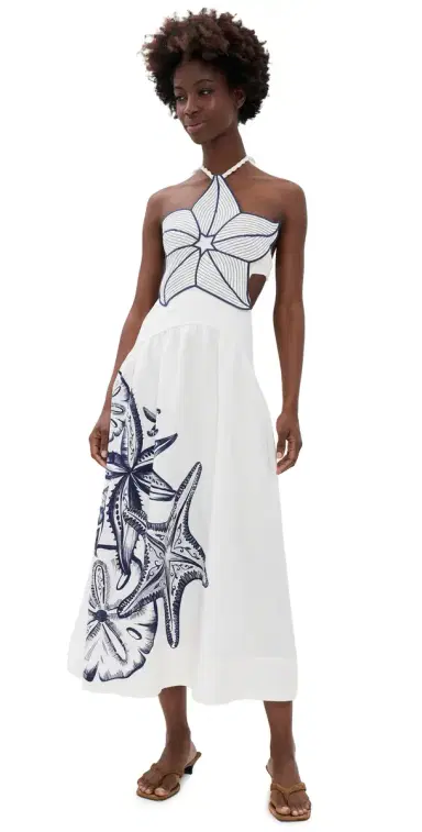 Farm Rio Coast Stars Maxi Dress Coast Stars Off-White | Thumbnail 1