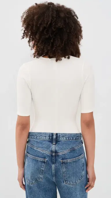 Fleur du Mal Deep Plunge Thong Bodysuit Ivory S | Thumbnail 3
