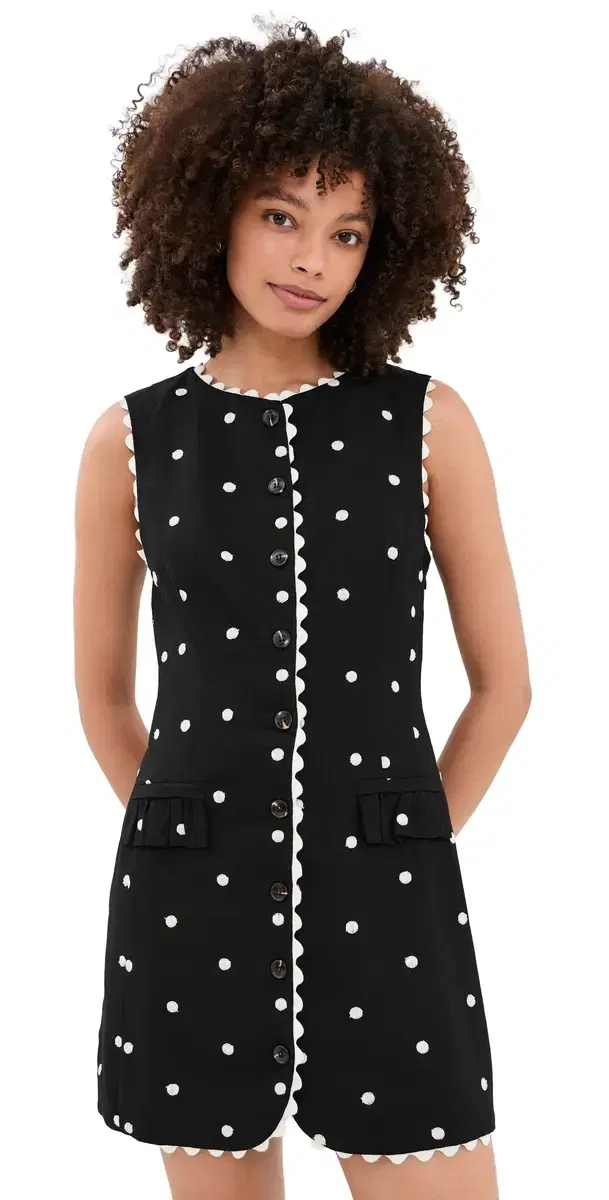 Heather Embroidered ini Dress Black Natural