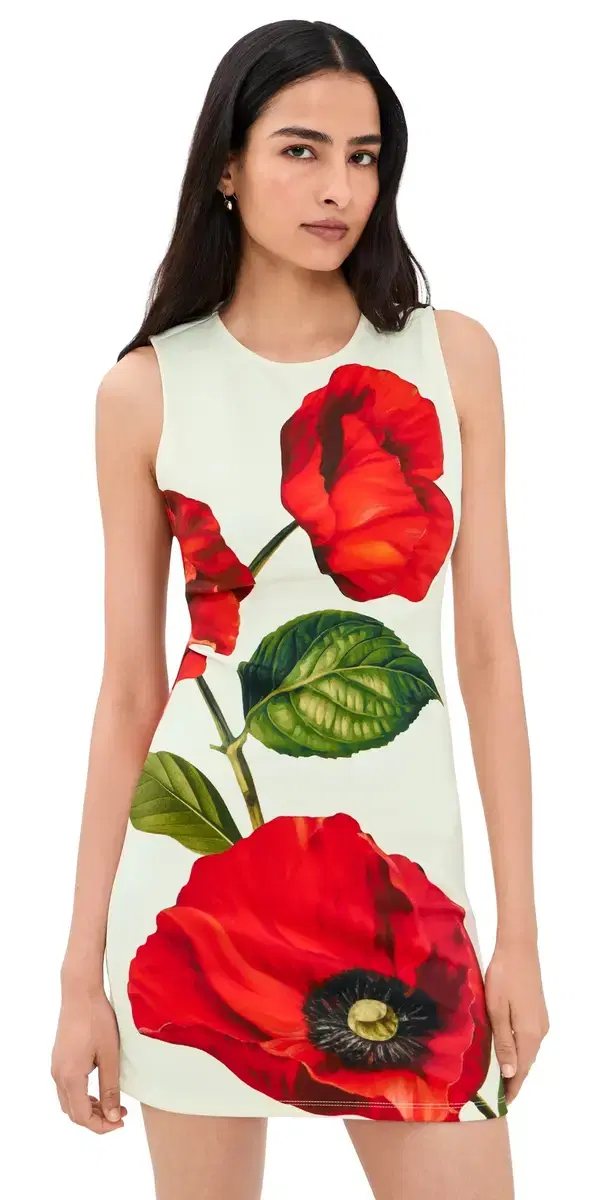 ALICE + OLIVIA Wynell Fitted Mini Dress Summer Poppy