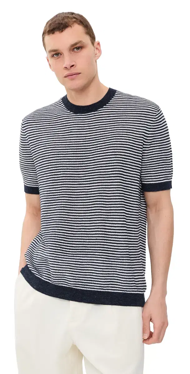 Theory tripe Tee In Pacific Linen New Baltic/Winter