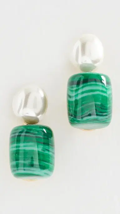 Lele Sadoughi Pebble Stud Earrings Malachite One Size | Thumbnail 2