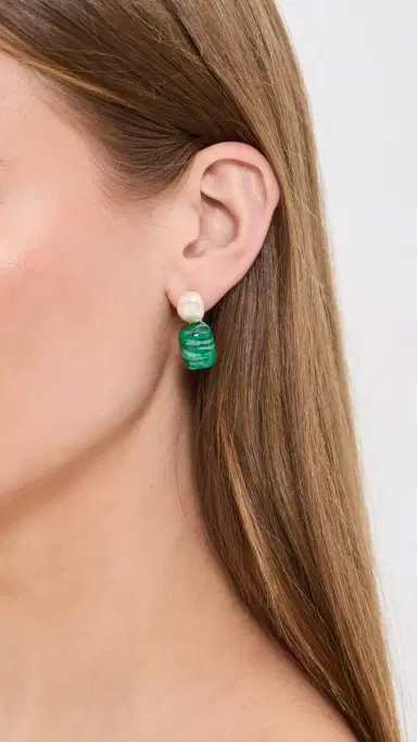 Lele Sadoughi Pebble Stud Earrings Malachite One Size | Thumbnail 3