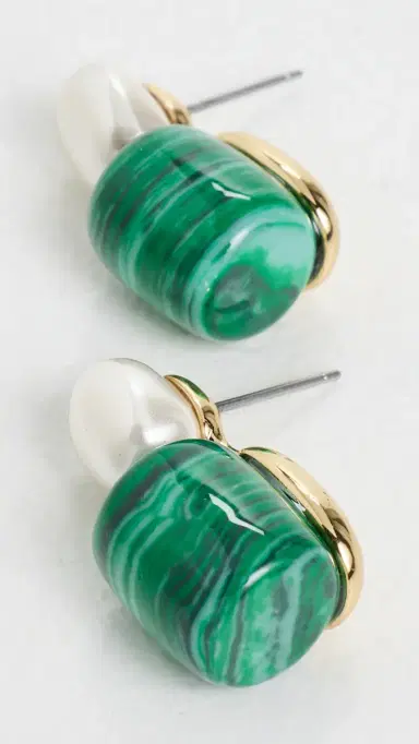 Lele Sadoughi Pebble Stud Earrings Malachite One Size | Thumbnail 4