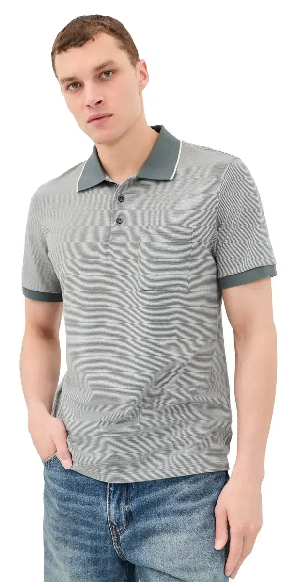 Theory tandard Polo hirt In Birdseye Pique Pine Grove Multi