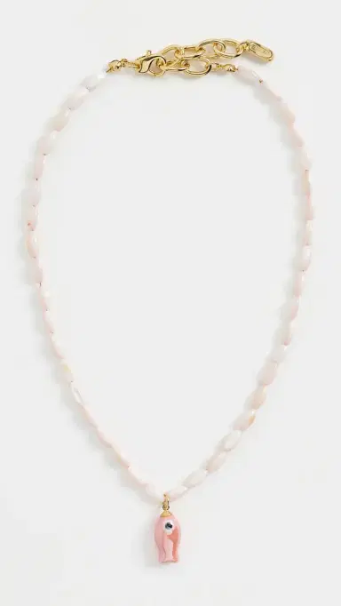 Logan Tay Light Pink Beaded Fish Necklace | Thumbnail 2