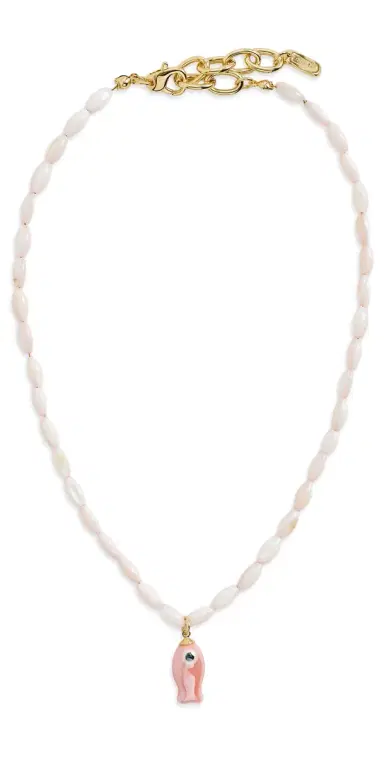 Logan Tay Light Pink Beaded Fish Necklace | Thumbnail 1
