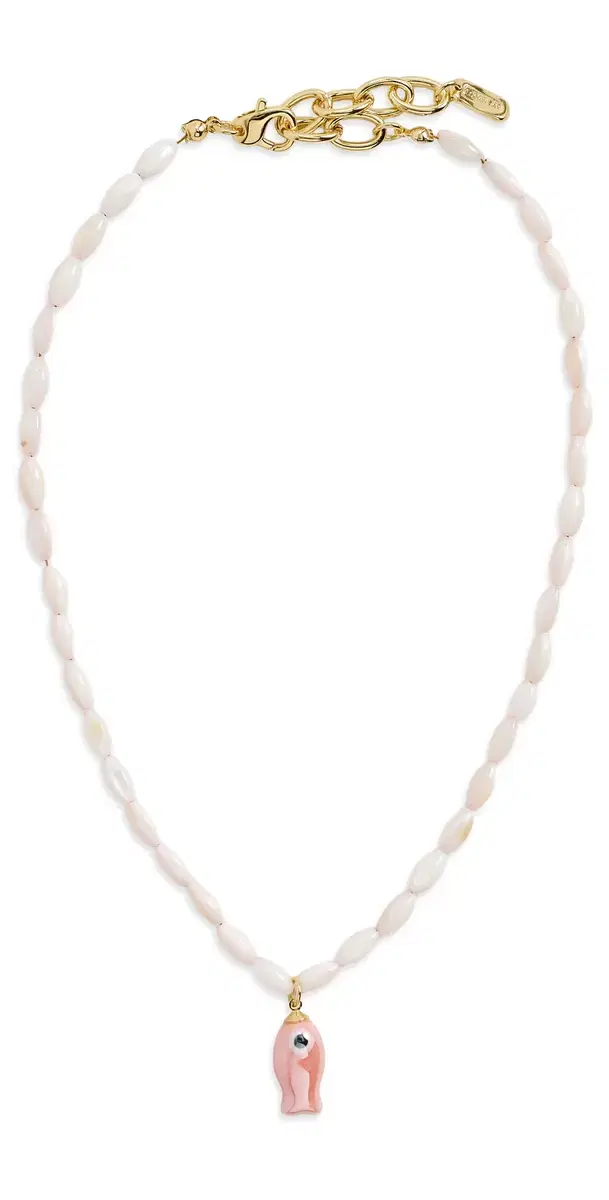 Logan Tay Light Pink Beaded Fish Necklace Pink One Size