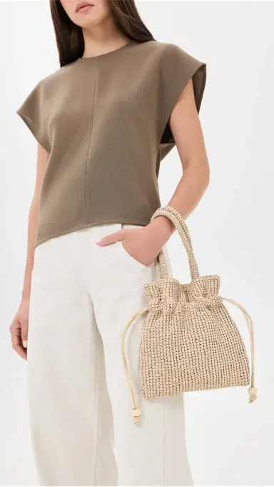 Loeffler Randall Kylie Drawstring Pouch Natural One Size | Thumbnail 3