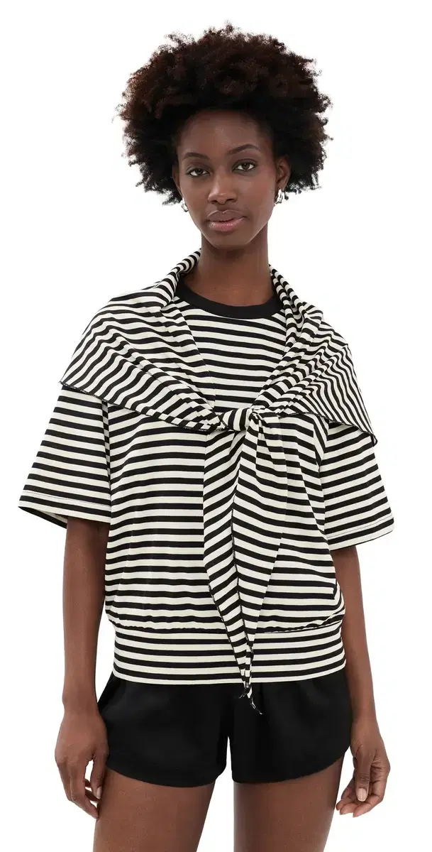 Olsen hort leeve Top Onyx tripe