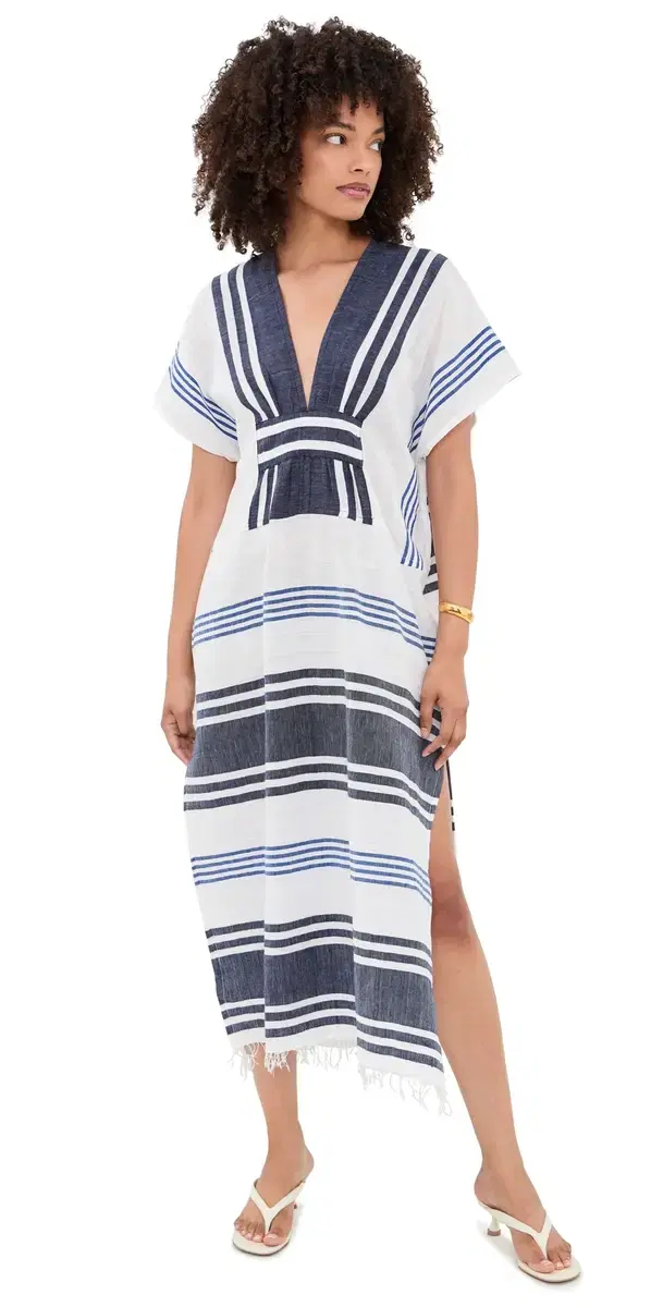 Gasira V Neck Coverup Caftan arina Blue