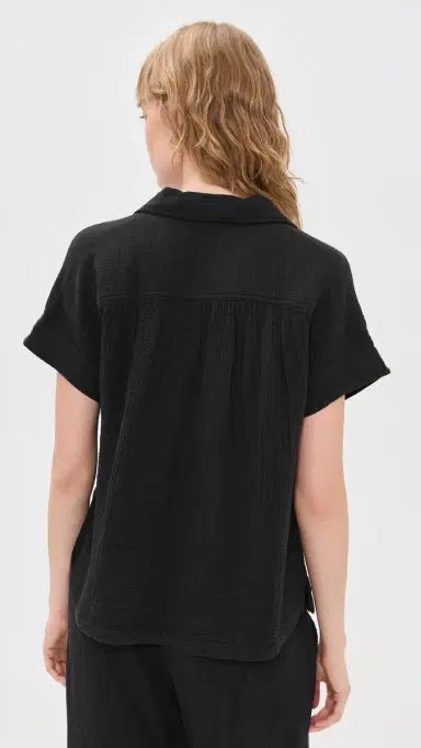 Faherty Dune Cotton Gauze Zoe Top Black S | Thumbnail 3