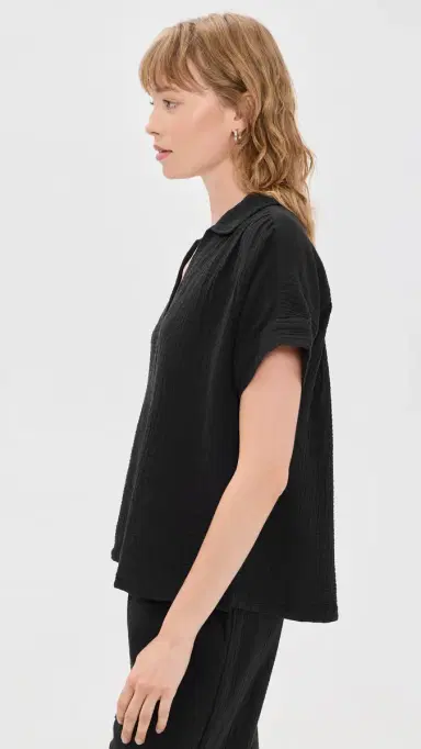 Faherty Dune Cotton Gauze Zoe Top Black S | Thumbnail 4