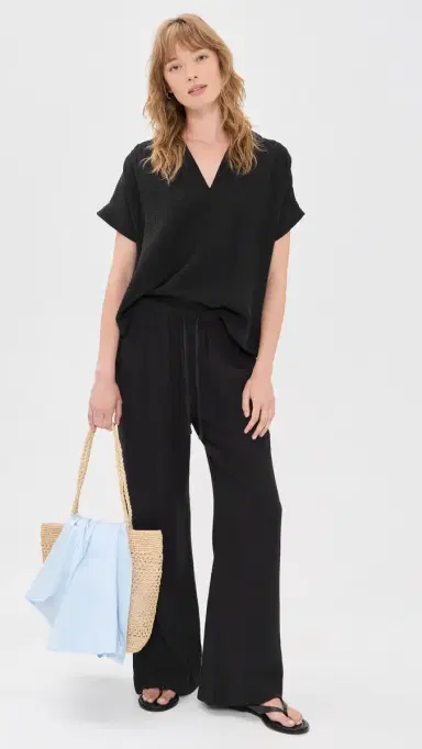 Faherty Dune Cotton Gauze Zoe Top Black S | Thumbnail 5