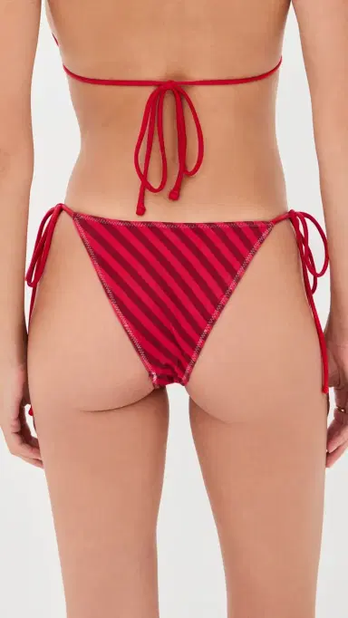 Frankies Bikinis Mackenzie Satin Bikini Bottoms Spring Stripe L | Thumbnail 3